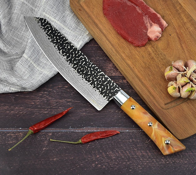 Discover the Ultimate Kitchen Companion: The Stainless Steel Chef Knife with Marbled Handle